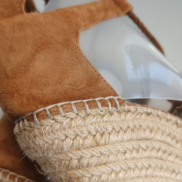 Joie light brown Phyllis suede leather wedge espadrille tie up sandals size 36 w - Picture 10 of 15